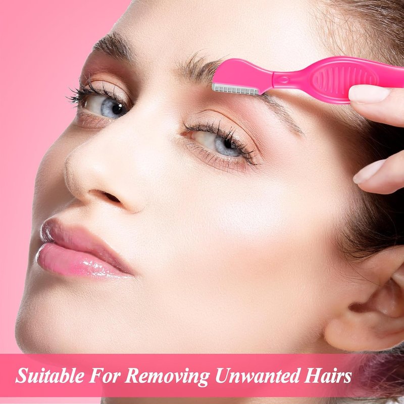 Mudder Eyebrow Razor Set - 21 Pcs Precision Facial Trimmers for Women | Makeup Care Tools (Rose Red)