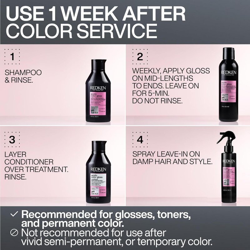 Redken Acidic Color Gloss Heat Protection Leave-In Treatment Spray For Color Treated Hair - Conditions and Adds Hair Shine, Heat Protectant Leave In Conditioner