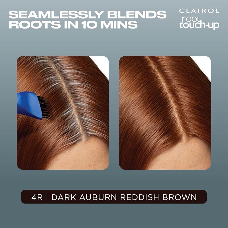 Clairol Root Touch-Up Permanent Hair Dye - 100% Gray Coverage, Dark Auburn/Reddish Brown | Easy Brush Application | Single Pack