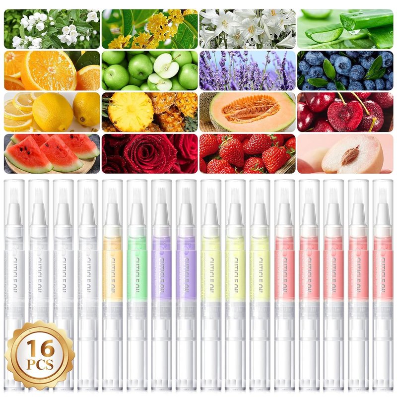 Cuticle Oil Pen Set - 16 PCS Nail Care Revitalizer for Moisturized Cuticles | Manicure Tools for Gel Nails