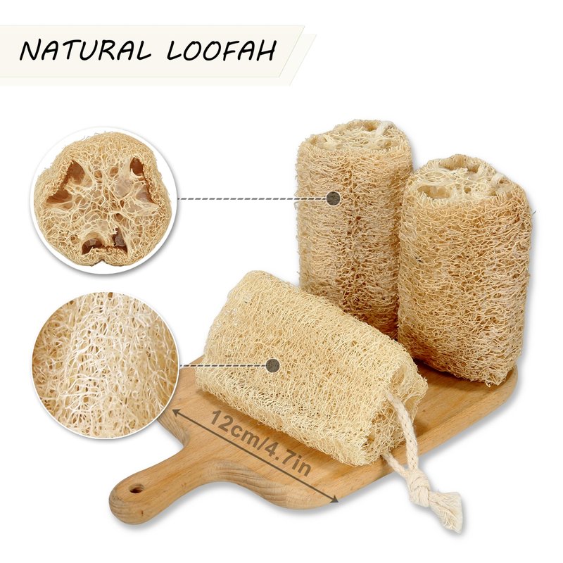 Balifeel Natural Loofah Sponge Organic Loofa Set 6 Pack,Exfoliating Body Scrubber Shower Luffa Men and Women for Bath Cleaning Skin Back and Face Eco Tool