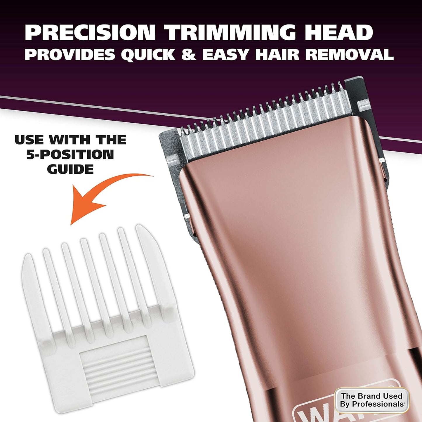 Wahl Pure Confidence Rechargeable Electric Razor, Trimmer, Shaver, & Groomer for Women with 3 Interchangeable Heads - Model 9865-2901V