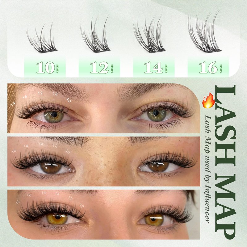 Natural Lash Clusters Wispy Eyelash Clusters with Thin Lash Band C-Curly Eye Lash Clusters Eyelash Extensions 10-16MM Individual Lashes for Beginners by Newcally
