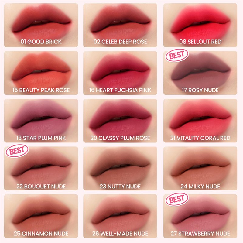 Peripera Ink The Velvet Lip Tint - High Pigment Color, Longwear, Weightless, Not Animal Tested, Gluten-Free, Paraben-Free (047 Sunny Coral)