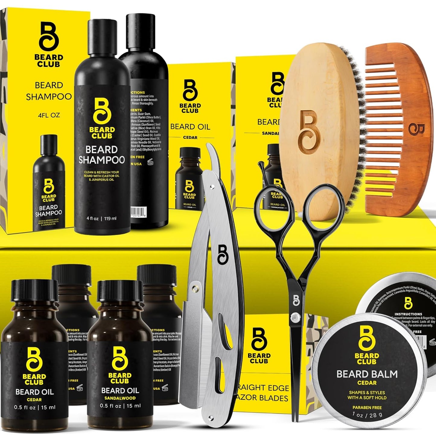 The Beard Club Beard Kit - Complete Grooming & Care Set with Cedar & Sandalwood Oil | Perfect Gift for Men