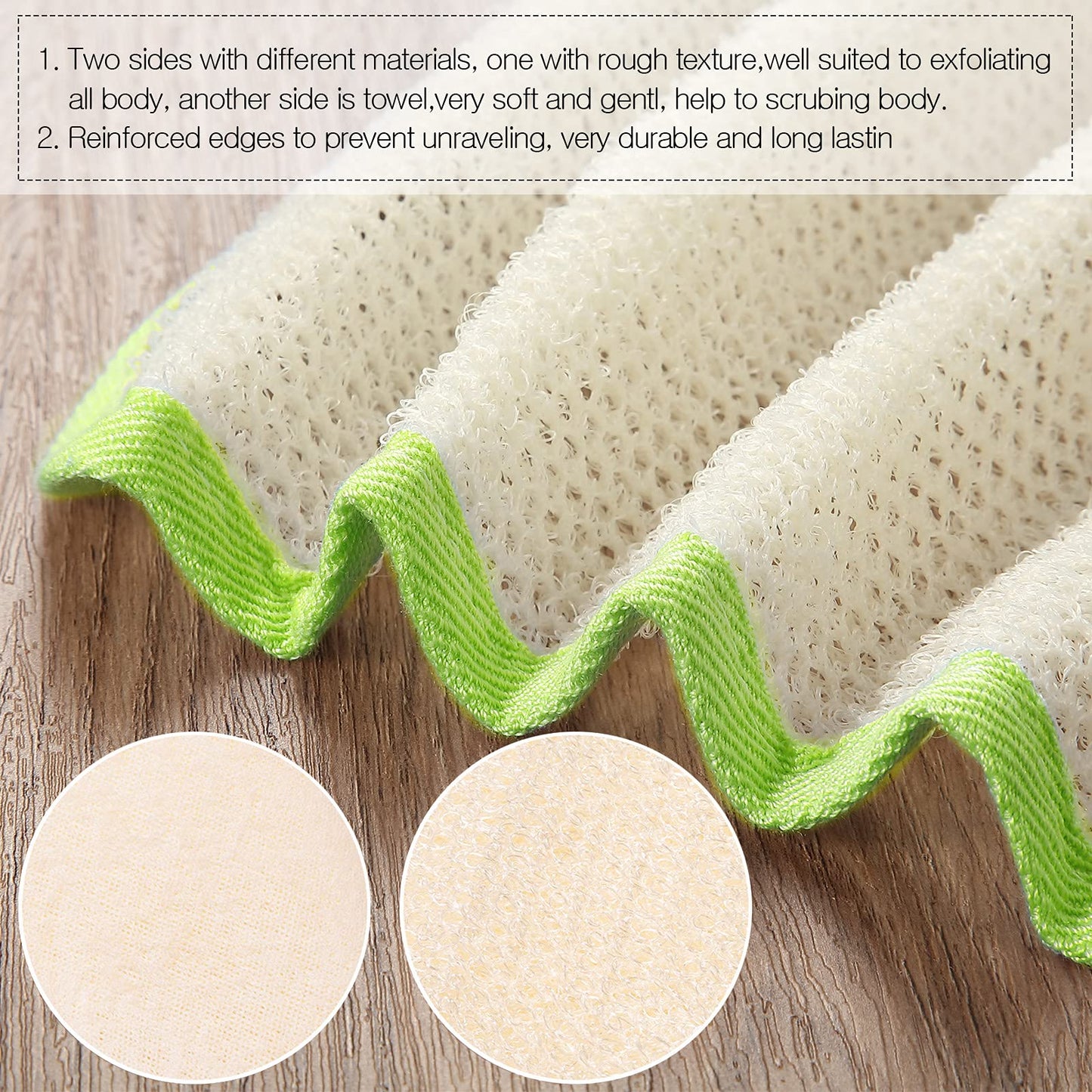 Tatuo 5 Pcs Exfoliating Face and Body Wash Cloths Towel Weave Bath Exfoliating Scrub Massage Bath Cloth for Women and Men, 10.23 x 8.66 Inch(Green, Orange, Pink, Purple, Red Edge)