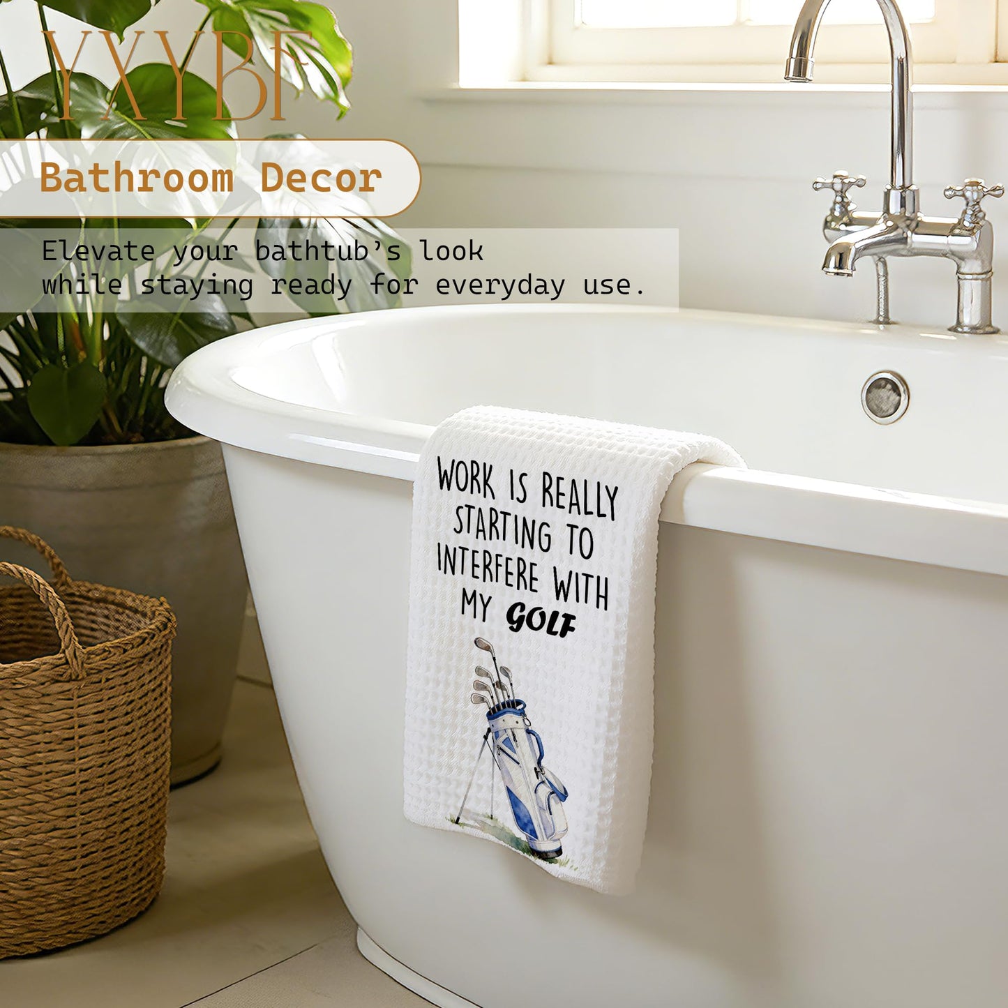 YXYBF Funny Golfing Gifts Hand Dish Tea Towels for Kitchen Bathroom Decor 16x24 Inches, Golf Lover Gifts, Work is Really Starting to Interfere with My Golf Kitchen Towels Decorative