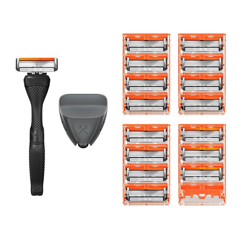 Dollar Shave Club | Bulk Shave Set | 16 Swift Rinse Refill Cartridges, 1 Handle (Black), 1 Razor Cover