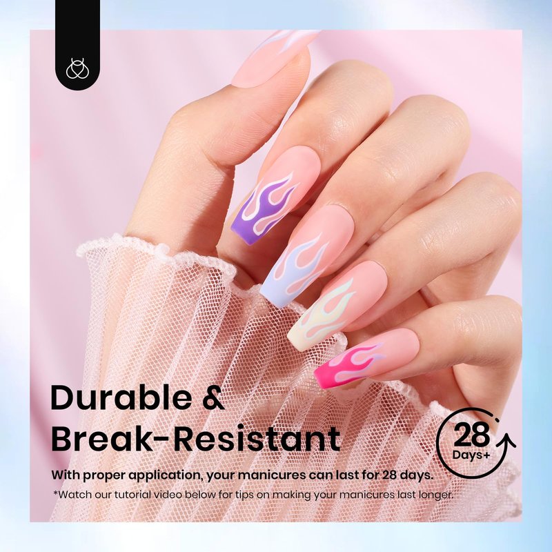 Beetles Gel Nail Tips 288 Pcs Medium Coffin Etch X Nail Tips 12 Sizes Half Matte Press On Nails Full Cover False Nails for Nail Extensions Friendly for Beginner Women