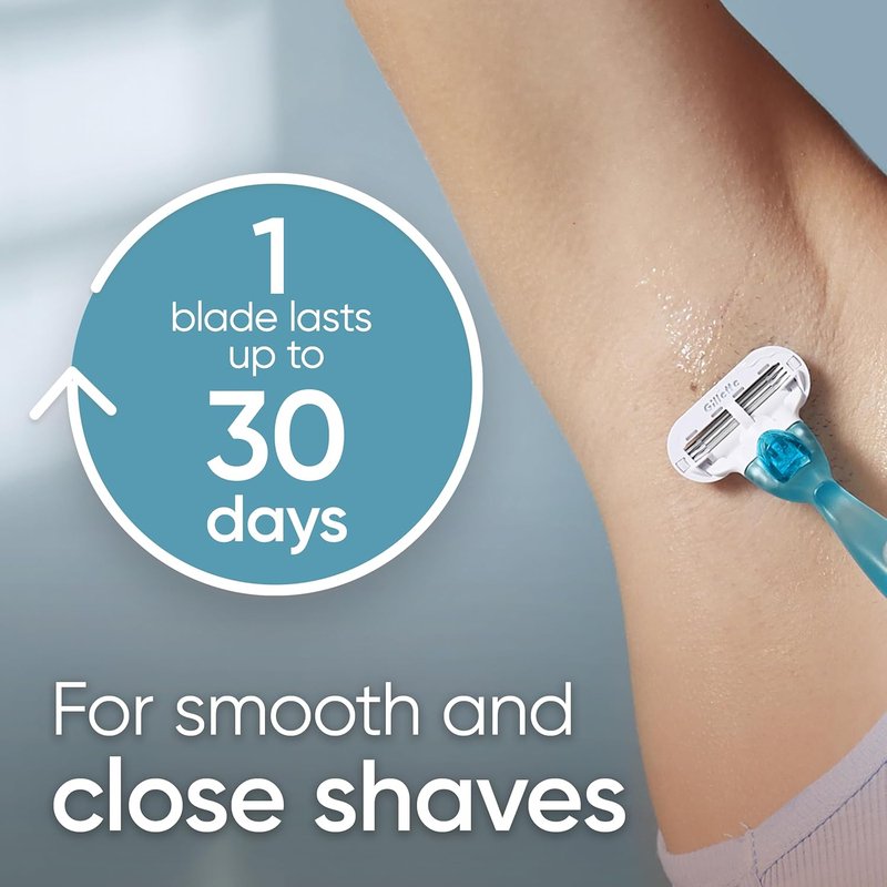 Gillette Venus Smooth Women's Razor - Soft-Grip Handle + 6 Refills for Effortless Shaving