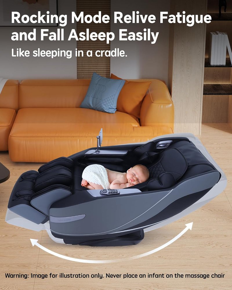 Skiennix Full Body Massage Chair - Zero Gravity 3D SL-Track Shiatsu with Rocking Sleep Mode, Black