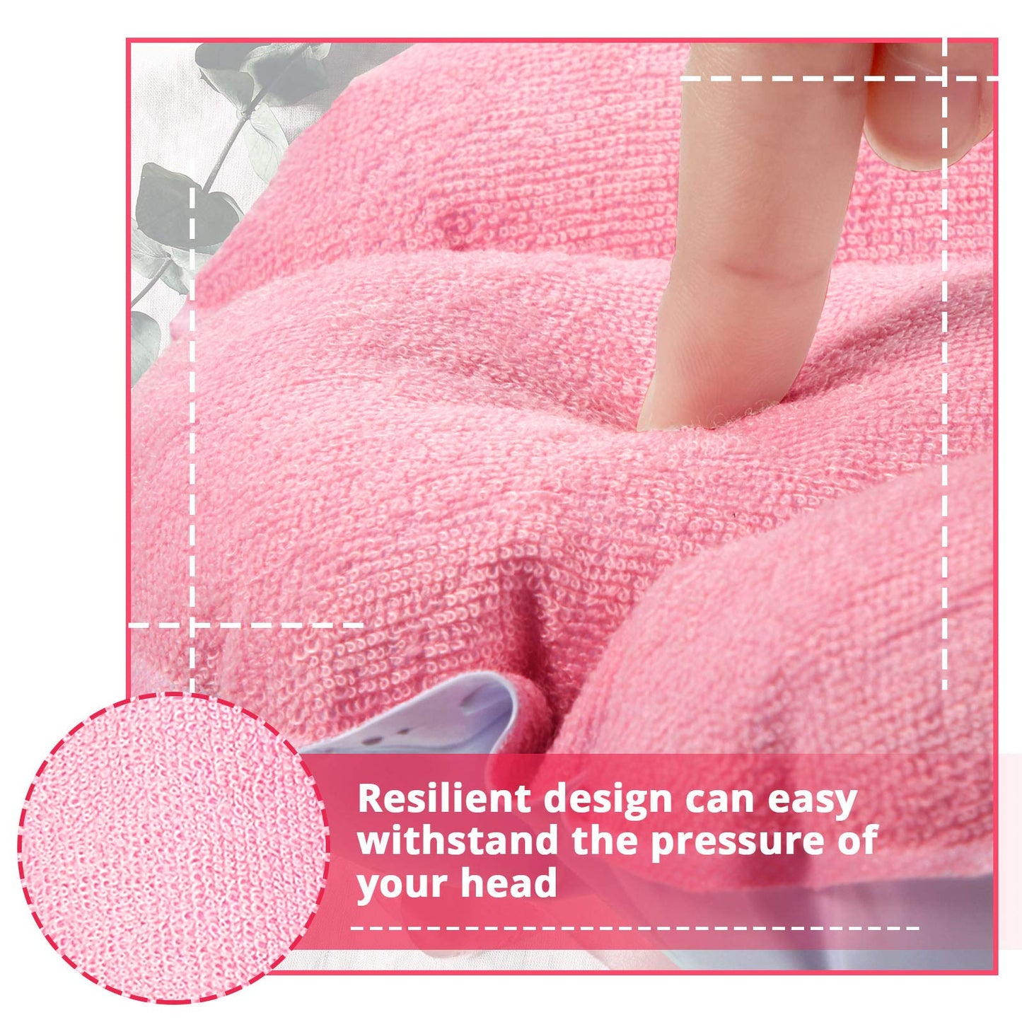 3 Pieces Inflatable Bath Pillow with Suction Cups, Terry Cloth Covered Shell Shape Bathtub Spa Pillow Comfortable Soft Cushion, Neck Support(Pink, Green, White)