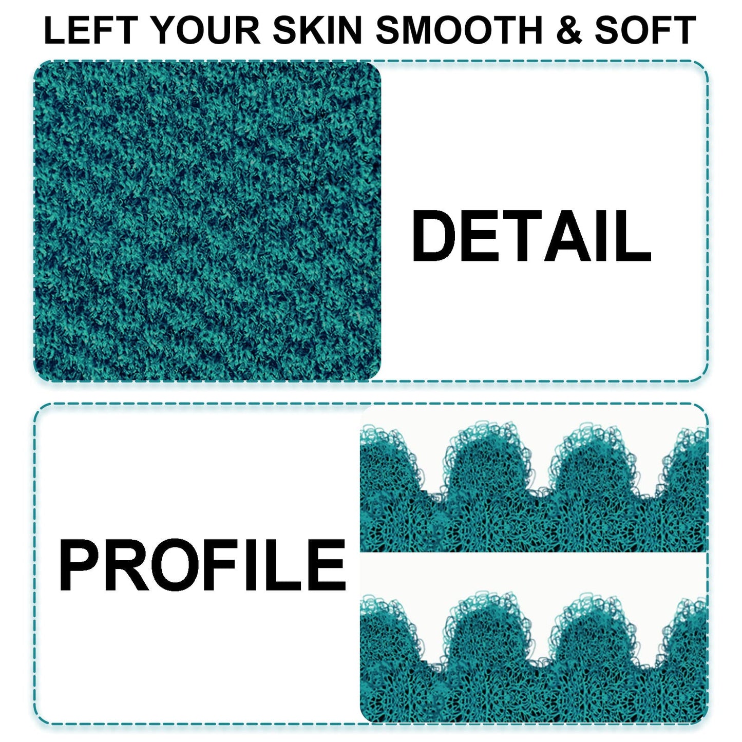 Evridwear Exfoliating Dual Texture Bath Gloves for Shower, Spa, Massage and Body Scrubs, Dead Skin Cell Remover, Gloves with Hanging Loop (1 Pair Deep Lake Heavy Glove)