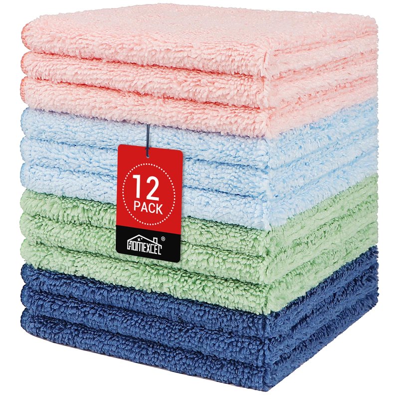 HOMEXCEL Wash Cloths, Quick Drying Face Towel for Showering, Super Absorbent Washcloths for Body Face, All-Occasion for Bathroom Gym Spa Travel, Pink/Light Blue/Green/Navy Blue