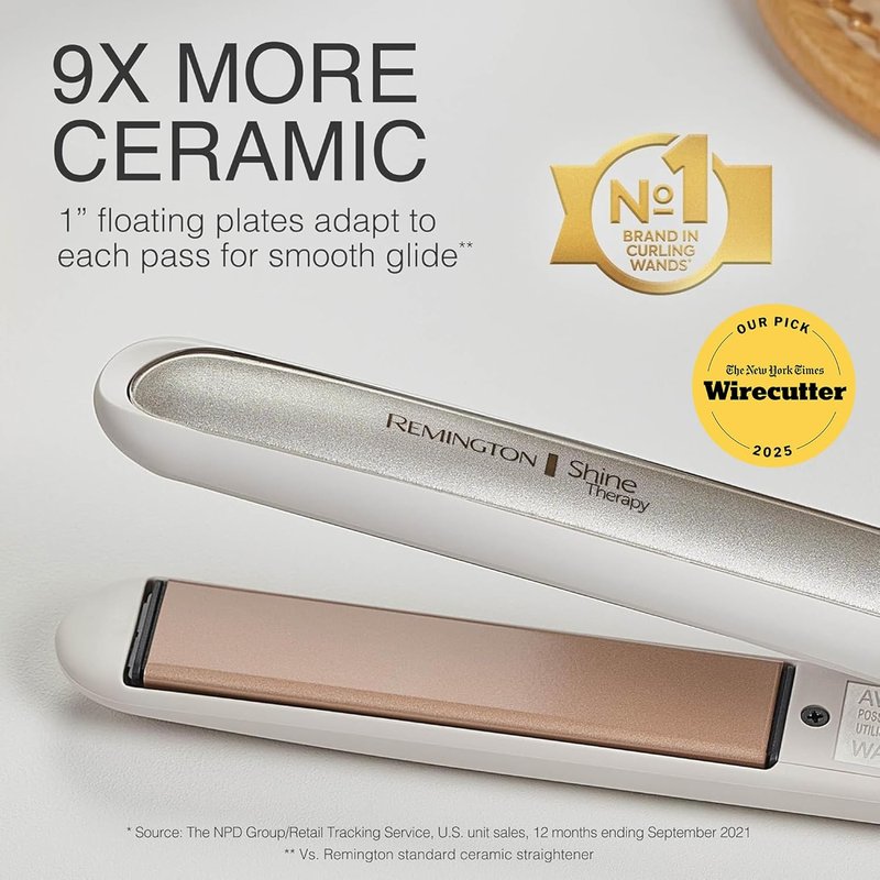Remington Shine Therapy Hair Straightener - 1 Inch Ceramic Flat Iron with Argan Oil & Keratin for Smooth, Frizz-Free Hair