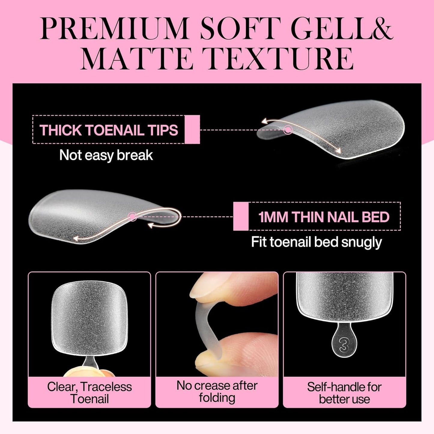 Skiennix Square Toe Nail Tips - 240pcs Matte Press-On Toenails | 12 Sizes for DIY Nail Extensions