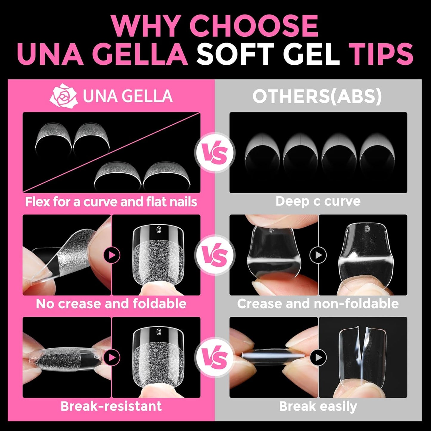 UNA GELLA Extra Short Square Oval Nail Tips - 216pcs Pre-Shaped Half Matte Squoval Clear Acrylic for DIY Press-On Nails