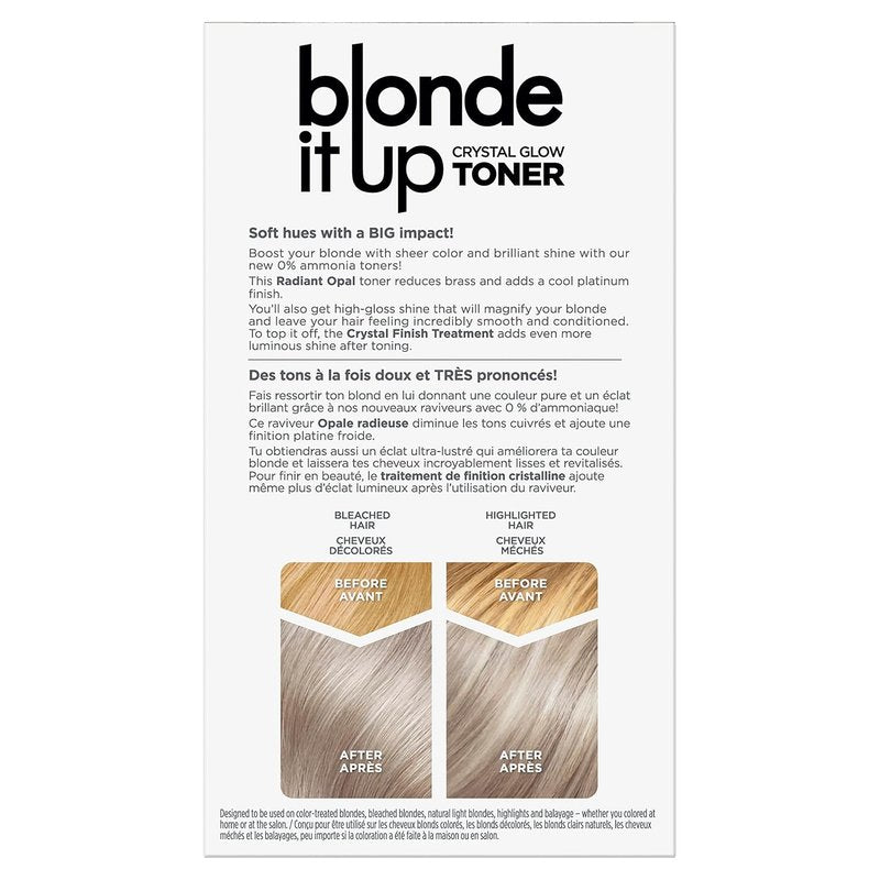 Clairol Blonde It Up Crystal Glow Toners - Demi-Permanent Hair Dye for Radiant Opal Color | Ammonia-Free | Neutralizes Warmth