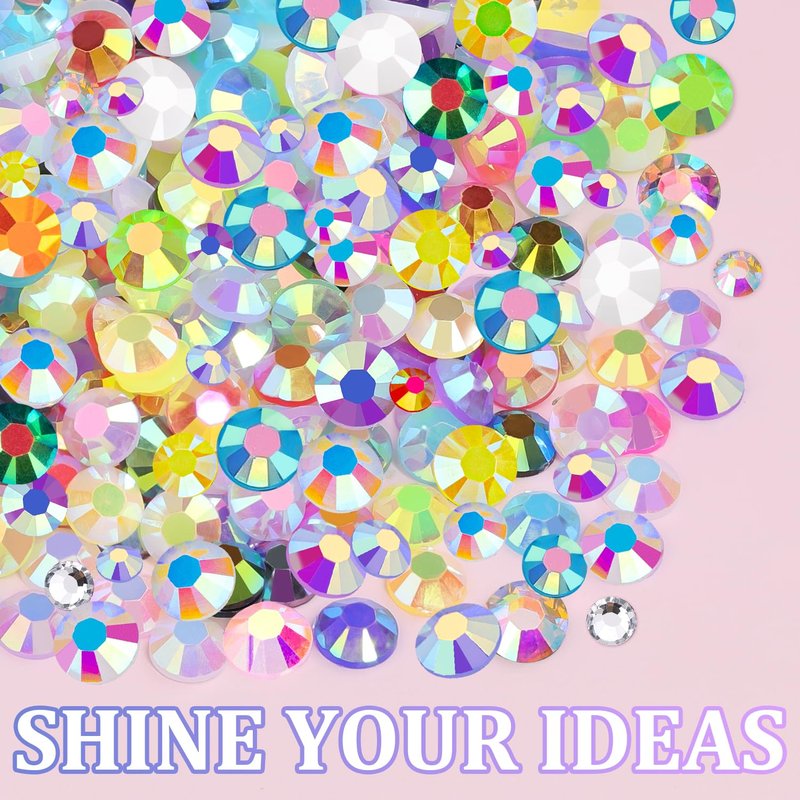 Jelly Rhinestones - 40,000 Pcs Multicolor Flatback Resin Gems for Crafting | Bedazzler Kit with Tweezers for DIY Projects