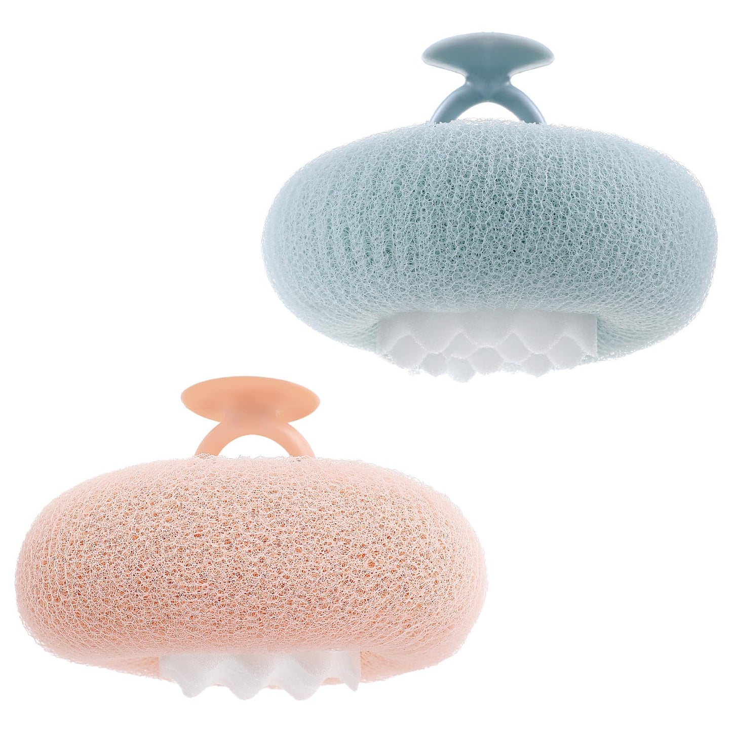 YBEATY 2 PCS Soft Sunflower Suction Cup Bath Ball Bath Body Brush Exfoliating Mesh Sponge Cleaning Scrubber Sponge with Finger Rings Shower Loofah Sponges for Women Men Scrub The Body Accessories