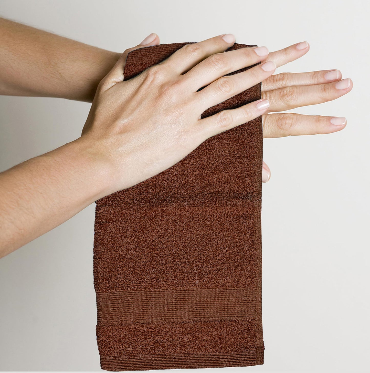 Premium Wash Cloths Pack of 12 (13" x 13") 100% Ring Spun Cotton | Luxury Washcloths | Ultra Soft Face Towels | Highly Absorbent Wash Cloths for face (Dark Brown)
