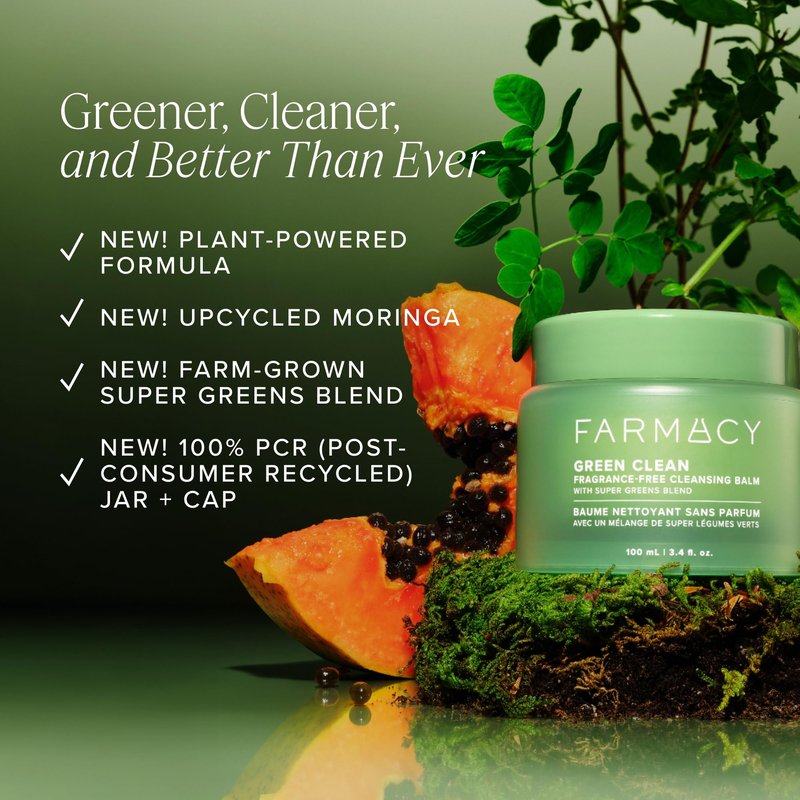 Farmacy Sensitive Skin Makeup Remover Cleansing Balm - Green Clean Waterproof Makeup Remover Balm + Oil Cleanser for Face - Melts Make Up + SPF - Hydrates + Softens Skin - Fragrance-Free (100ml)