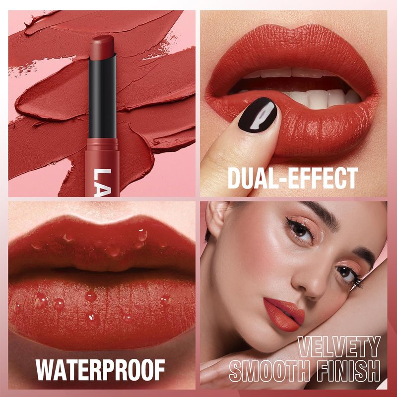 Jolilab 12Pcs Velvet Matte Lipstick Nude Matte Soft Dark Color Stick High Pigmented Long-Lasting Waterproof Lip Stick Lip Balm Beauty Cosmetics Gift for Women(01#-12#)