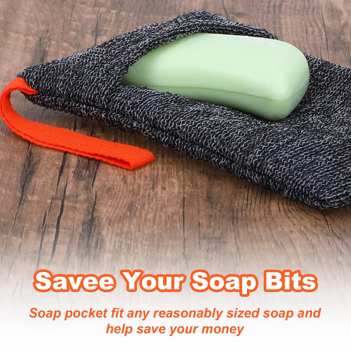 ElevateTech 4Pcs Soap Bags Bar Soap Pouch for Deep Exfoliating Saver Pouch Body Scrubber Shower Sponge Mesh Bar Soaps Foam Lather Pouches Use in Shower for Bath Travel Gift 7.48 × 4.72 in Gray Black