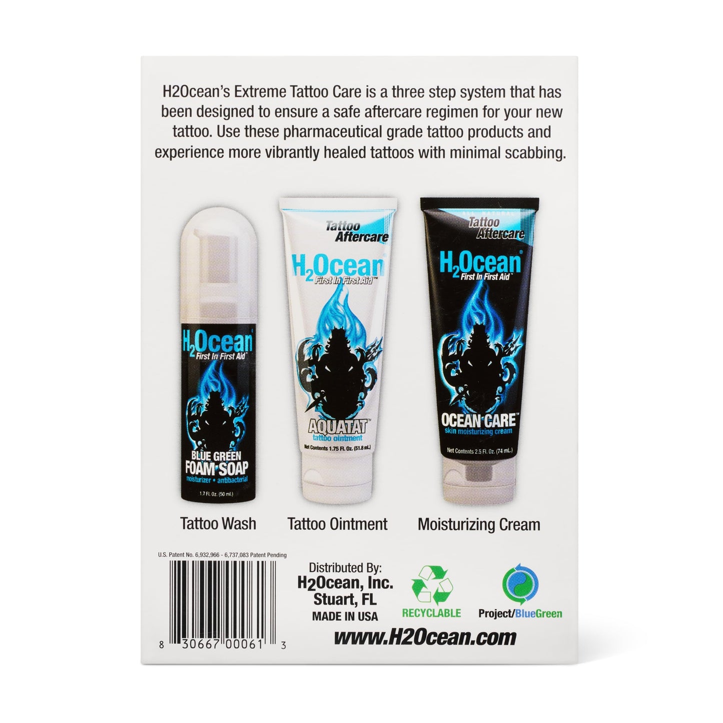 H2Ocean Extreme Tattoo Aftercare Kit – Complete 3-Step Tattoo Care & Healing Set with Antibacterial Foam Soap, Moisturizing Cream & Ointment – Sea Mineral Enriched Formula for Healthy, Vibrant Tattoos