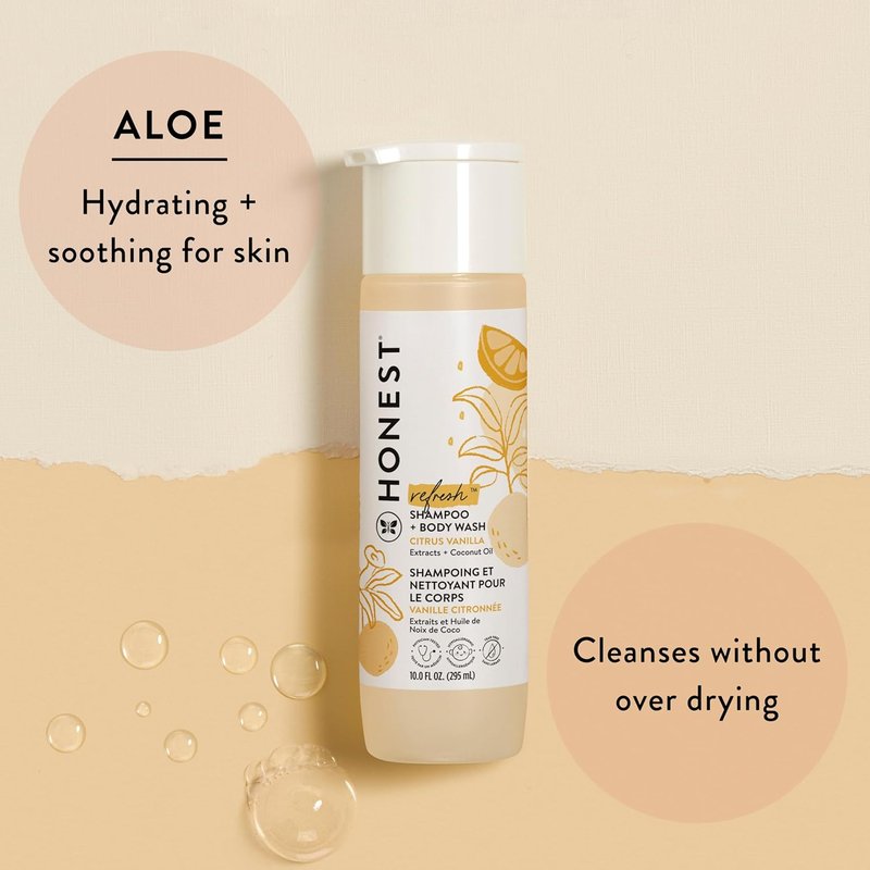 Citrus Vanilla 2-in-1 Cleansing Shampoo & Body Wash - Naturally Derived, Tear-Free, Hypoallergenic | 10 fl oz, 4 fl oz