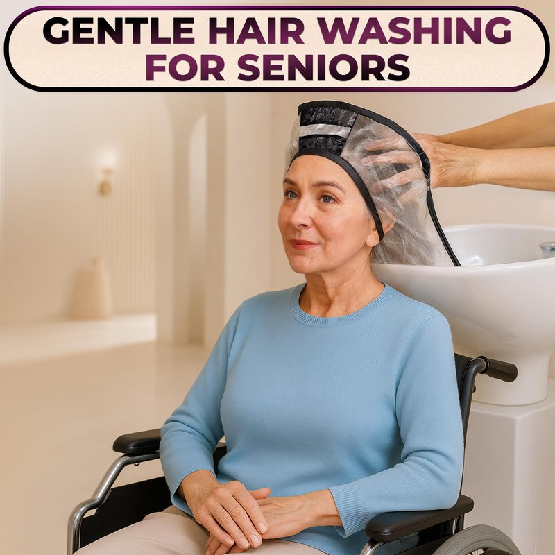 Hair Funnel for Washing Hair for Elderly – Shampoo Cape with Waterproof PVC Build 20"x9.5" for Upright Sink Washing & No-Rinse Care – Shampoo Caps no Rinse for Gentle Bedridden Support & Home Use
