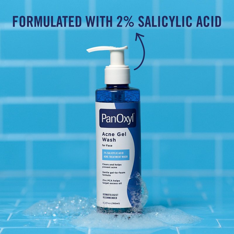 PanOxyl Acne Gel Wash, 2% Salicylic Acid, Moisturizes with Blue Algae and Aloe Vera, Mattifies with Zinc PCA, Nourishes Skin with Green Tea Extract and Betaine, with Allantoin, 6.5oz