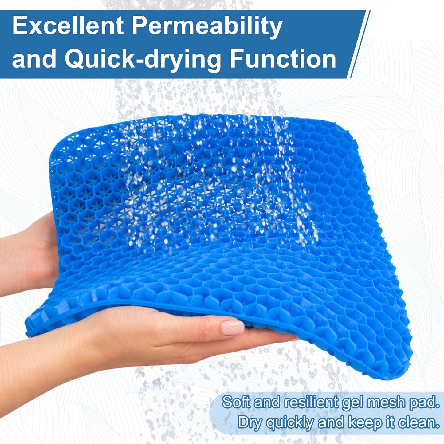 SPRING SEAON Shower Chair Cushion, Gel Shower Seat Cushion with Non-Slip Silicone Bottom, Quick-Dry Mesh Bath Seat Pad, Soft Washable Shower Bench Cushion for Seniors & Adults (Grey)