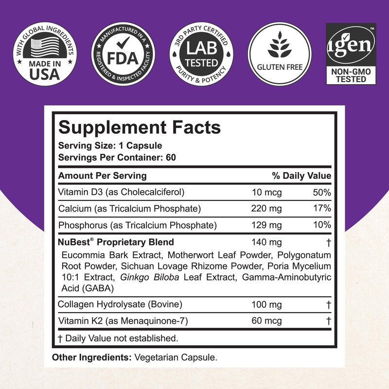 NuBest Tall 10+ Premium Bone Strength Formula, Enhanced Immunity and Overall Health for Age 10+ with Calcium, Vitamin D3, Vitamin K2, and Multivitamins | 60 Capsules | 1 Month Supply