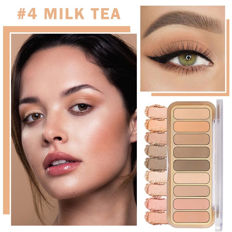 IONSGAKO 9 Color Matte Naked Eyeshadow Palette - Natural Nude, Smoky Brown, Taupe Ultra-Blendable Highly Pigmented Eye Shadows with Brush - 04 Milk Tea