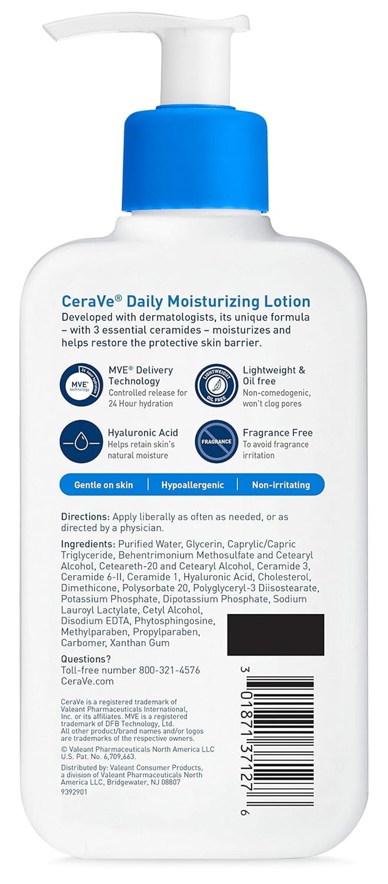 CeraVe Daily Moisturizing Lotion - Hydrating Face & Body Lotion with Hyaluronic Acid | 8 Ounce | Fragrance-Free