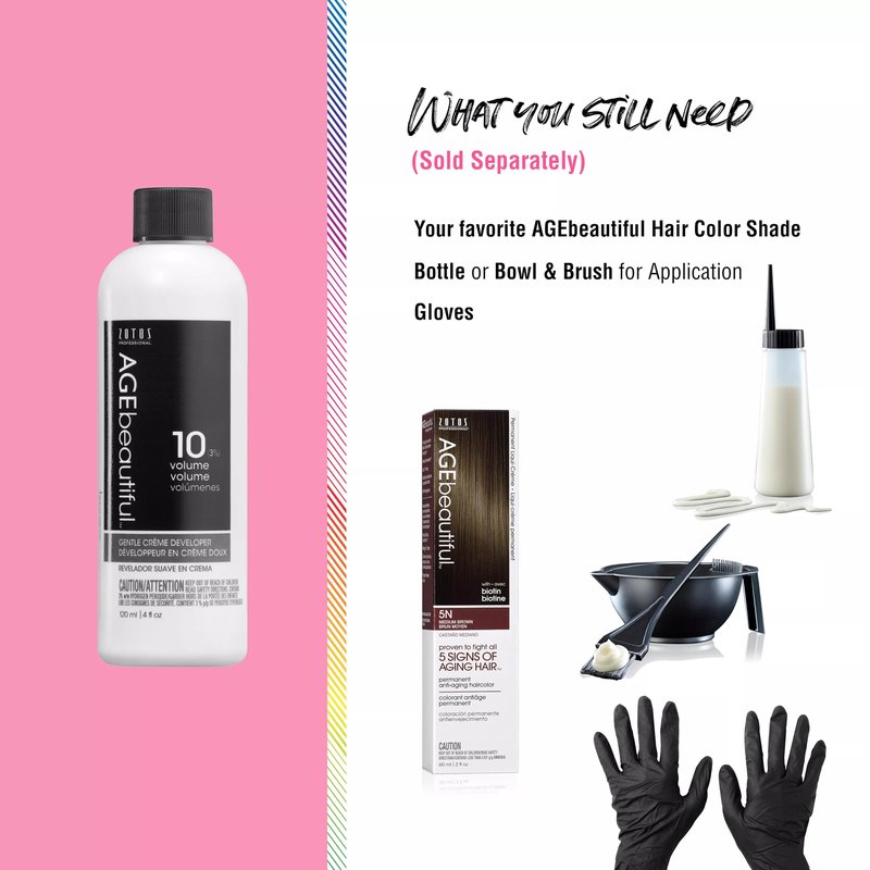 AGE beautiful 10 Volume Gentle Creme Hair Developer | For Permanent Hair Color Dyes, Toners, Lighteners | Professional Salon Coloring | Long Lasting Haircolor | 16 Fl Oz