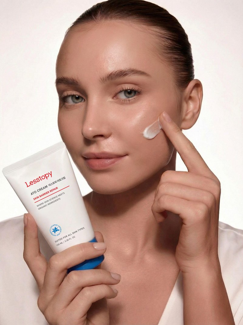 Lesstopy ATO Cream| Daily Gentle Face Moisturizer for All Skin Types | K-beauty, COSMOS Organic,Fragrance-Free, NEA Certified skincare, 3.38 fl oz
