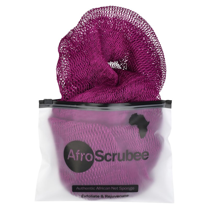 AfroScrubee Authentic African Net Sponge Exfoliating Bath Sponge (Purple)