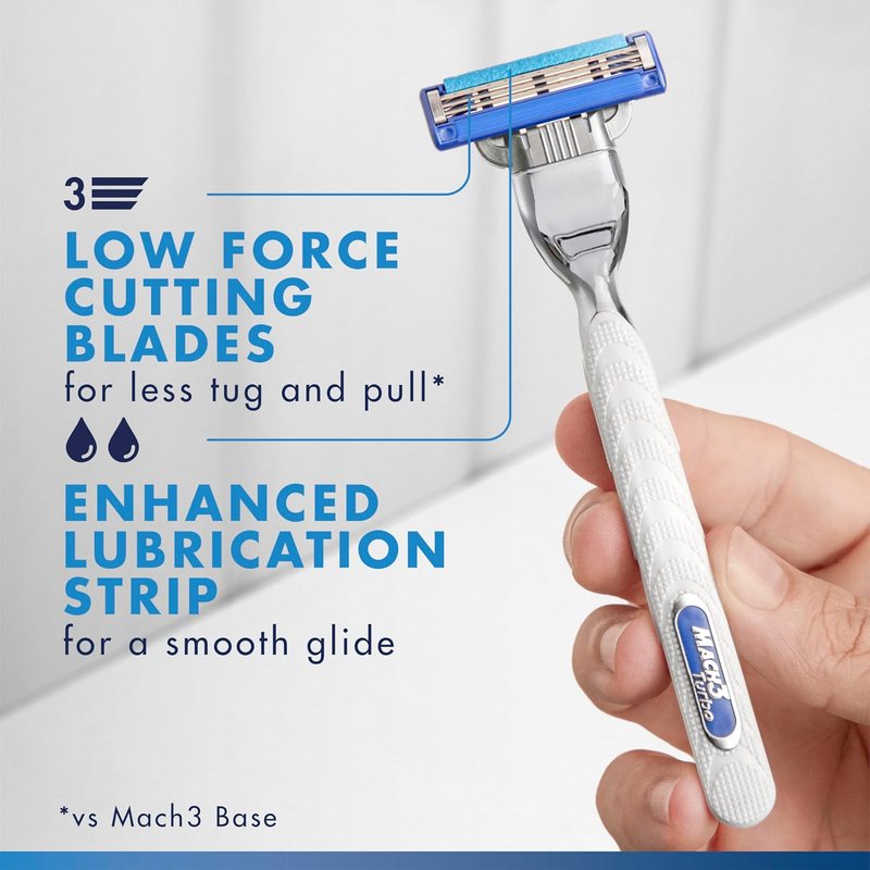 Gillette Mach3 Turbo Razors for Men - 1 Handle & 4 Blade Refills | Smooth Shaving Experience