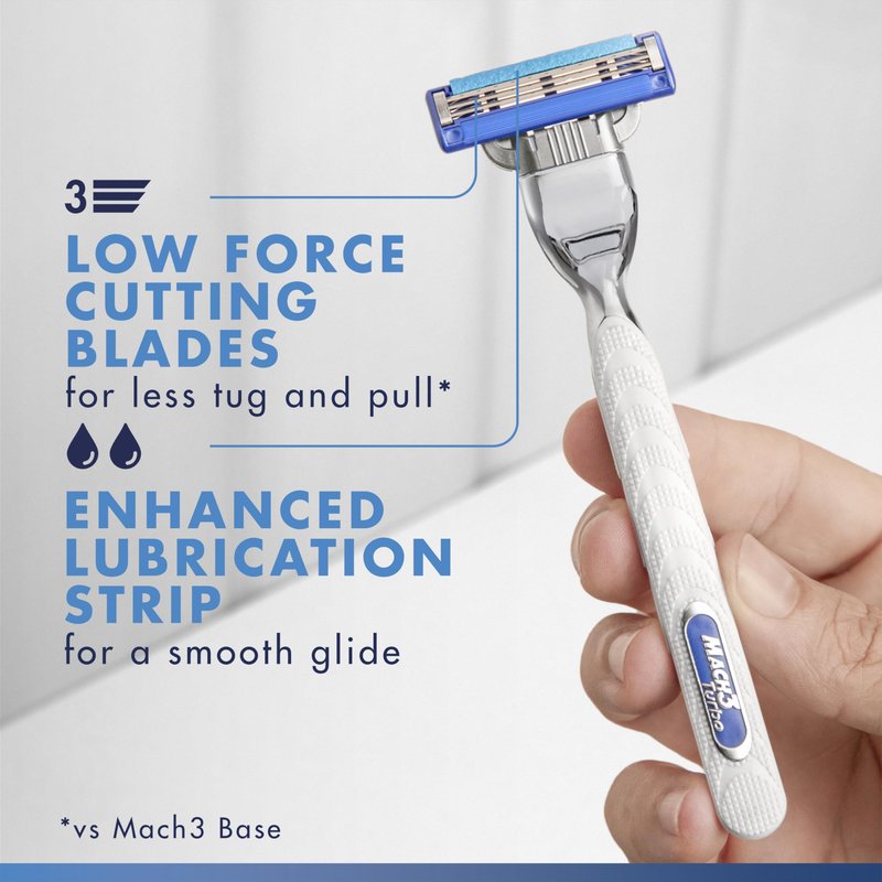 Gillette Mach3 Turbo Razors for Men, 1 Handle, 4 Blade Refills