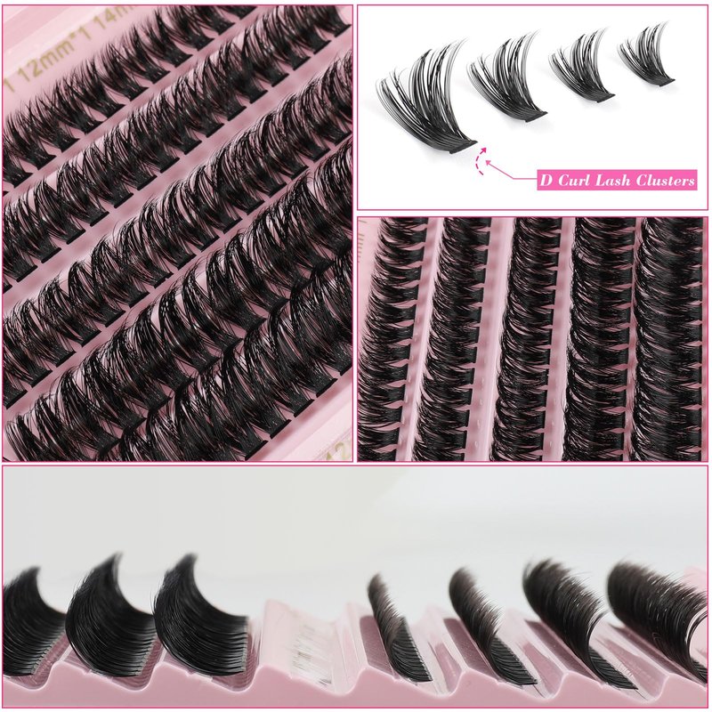 Kiusatig Eyelash Extension Kit 167pcs DIY Individual Eyelashes Kit Cluster Lashes D Curl 8-16mm Lash Extension Kit with Lash Bond Lash Remover Lash Kit Set(60D+80D-8-16Mix Kit)
