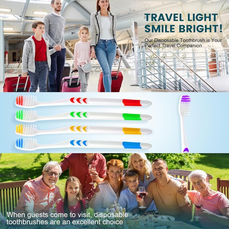 Navona 600 PCS Premium Toothbrushes - Individually Wrapped, Medium Soft Bristles | Ideal for Travel & Donations