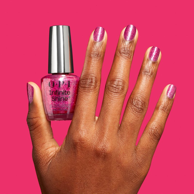 OPI Infinite Shine Candy 4 My Sweet Tart | Sheer Bright Fuchsia Pink Shimmer Long Wear Nail Polish | Good Enough to Treat Collection | Holiday 2025