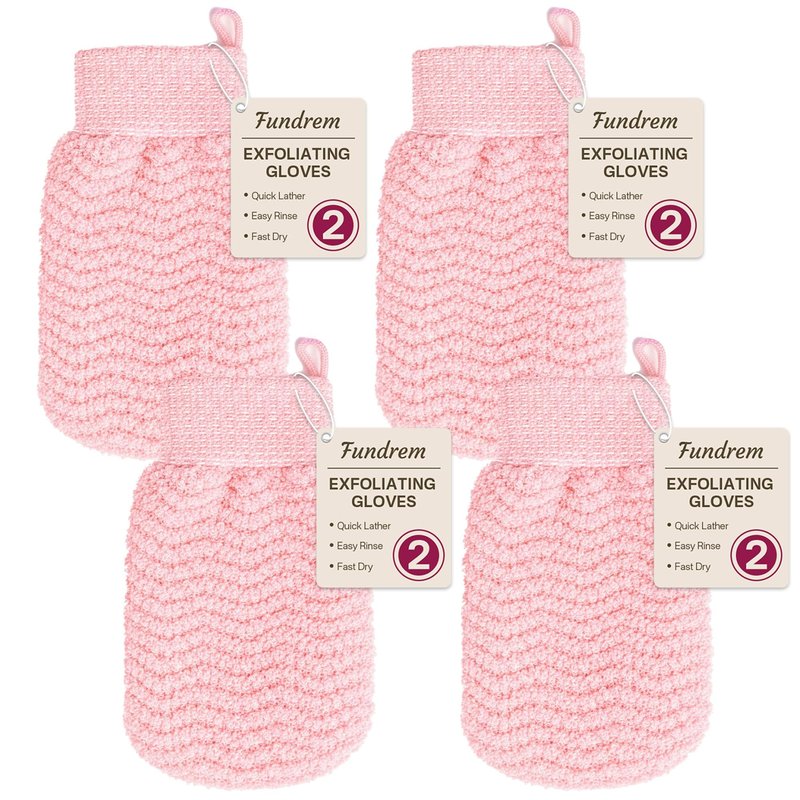 Exfoliating Gloves 2 Pack, Wave Texture Exfoliating Mitt for Dead Skin Remover, Body Scrub Gloves for Bath Shower, Korean Exfoliating Mitt, Loofah Alternative Body Scrubber for Women & Men