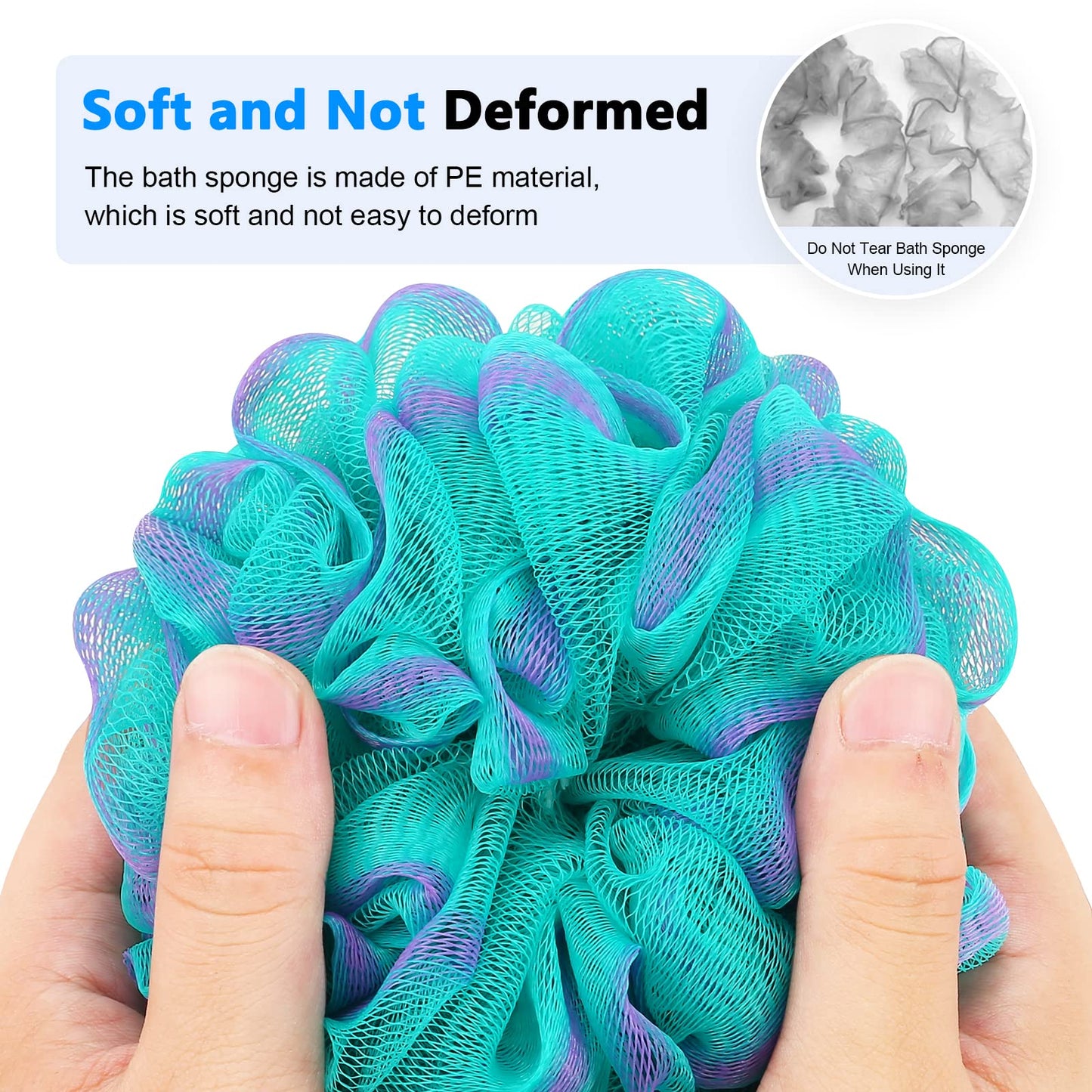 Loofah on a Stick PE Soft Mesh Luffa with Non-Slip Wooden Handle Made of Soft and Sturdy Rubber Material Back Scrubber for Shower for Women and Men with String for Easy Hanging(Green)
