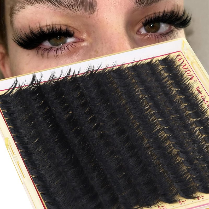 FANXITON Volume Lash Clusters - Spiky Manga 300D Eyelash Extensions | 10-18MM Thick Wispy D Curl