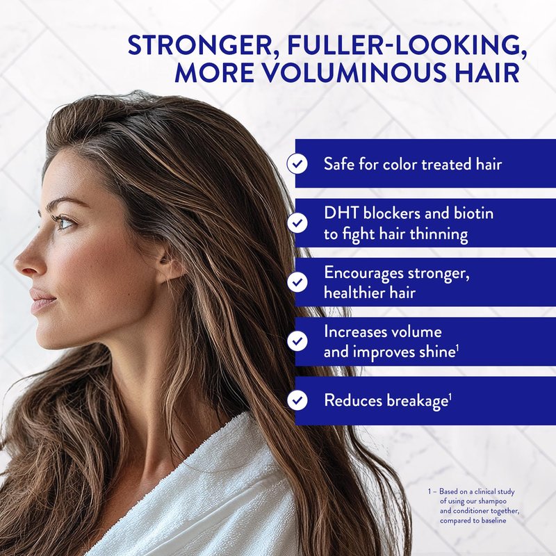 Routine Wellness Anti-Thinning Shampoo and Conditioner Set for Thinning Hair - Biotin DHT Blocker Women & Men - Color Safe Shampoo for Hair Loss & Healthier Hair - Coconut & Vanilla Set