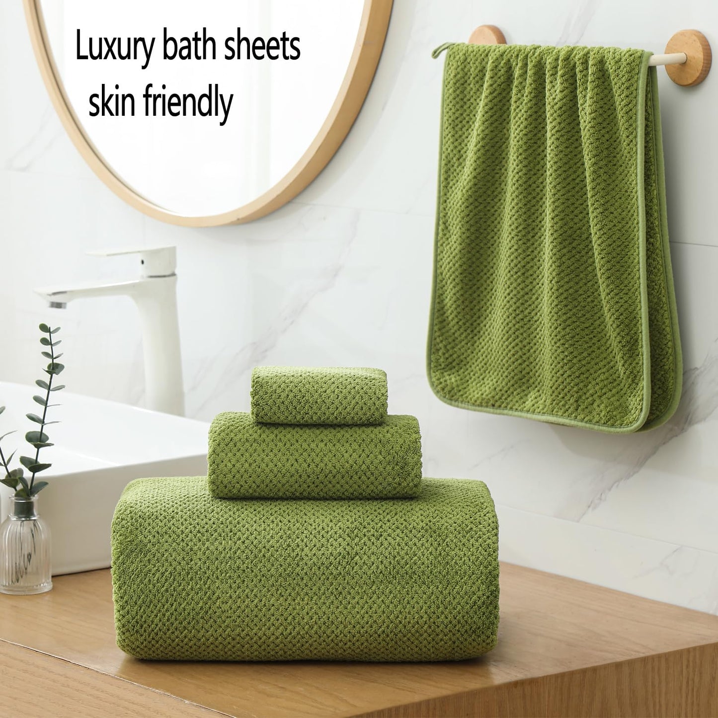 YTYC Towels, 39x78 Inch Oversized Bath Sheets for Adults Luxury Extra Large Bath Towels Sets of 6 Super Soft Shower Towels for Bathroom Microfiber 80% Polyester (Sage Green,6)