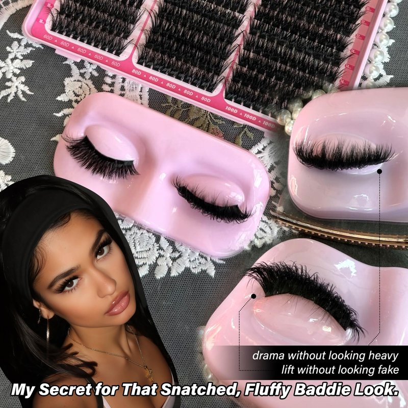 Fluffy Volume Lash Clusters Extensions 60D 80D 100D Eyelash Clusters 10-18MM Individual Lashes 270PCS Faux Mink Cluster Eyelash Extensions DIY Long Lasting Lash Extension